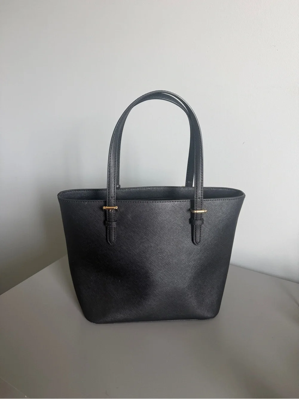 Michael Kors Charcoal Gray Saffiano Tote with Gold MK Charm